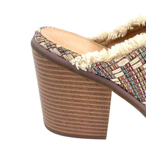 LONDON RAG Maya Multicolor Textile  Open Toe Mule Heels NWOB - Picture 7 of 11